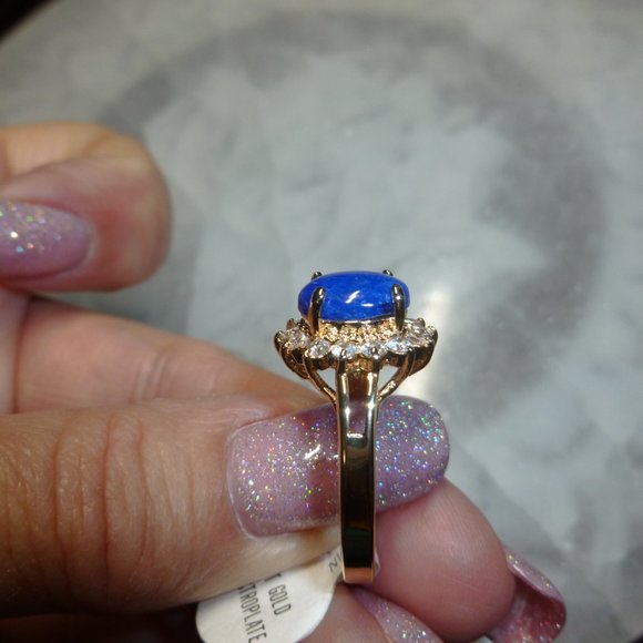 18k Yellow gold EP Lapis Lazuli Swarovski Crystals Designer Dolphin Ore - Picture 6 of 14